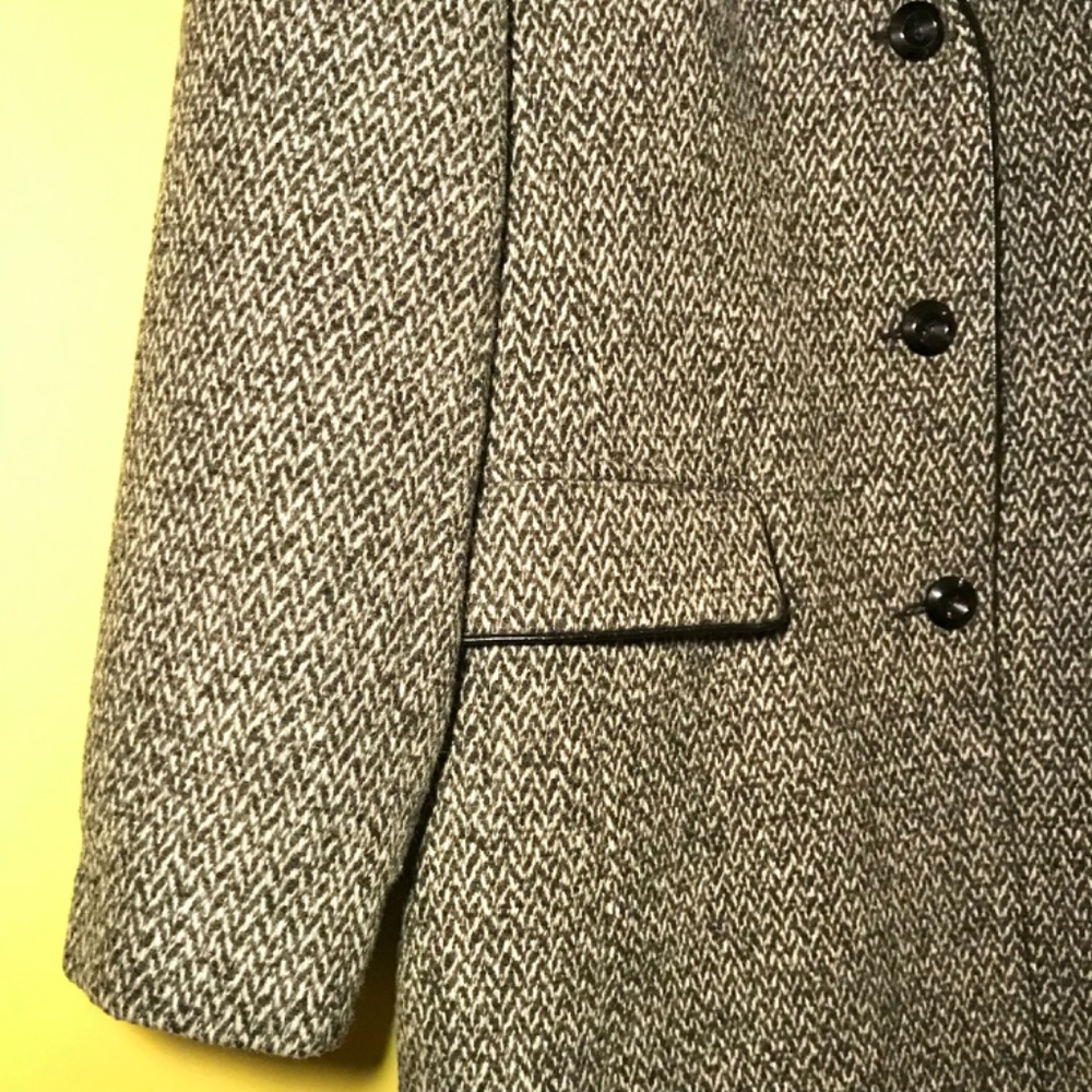 Mackintosh Vintage Wool Tweed Coat EcoChic Overcoat Gray Black Women’s Size 12 - Picture 5 of 16